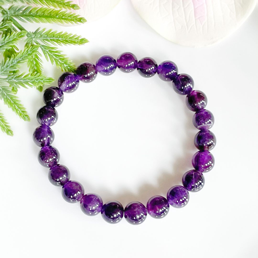 8mm Amethyst Gemstone Bracelet