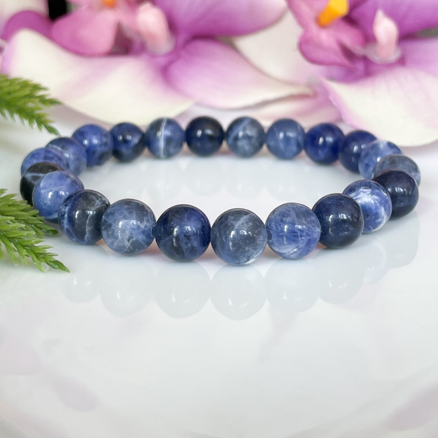 Genuine Blue Sodalite Beaded Bracelet