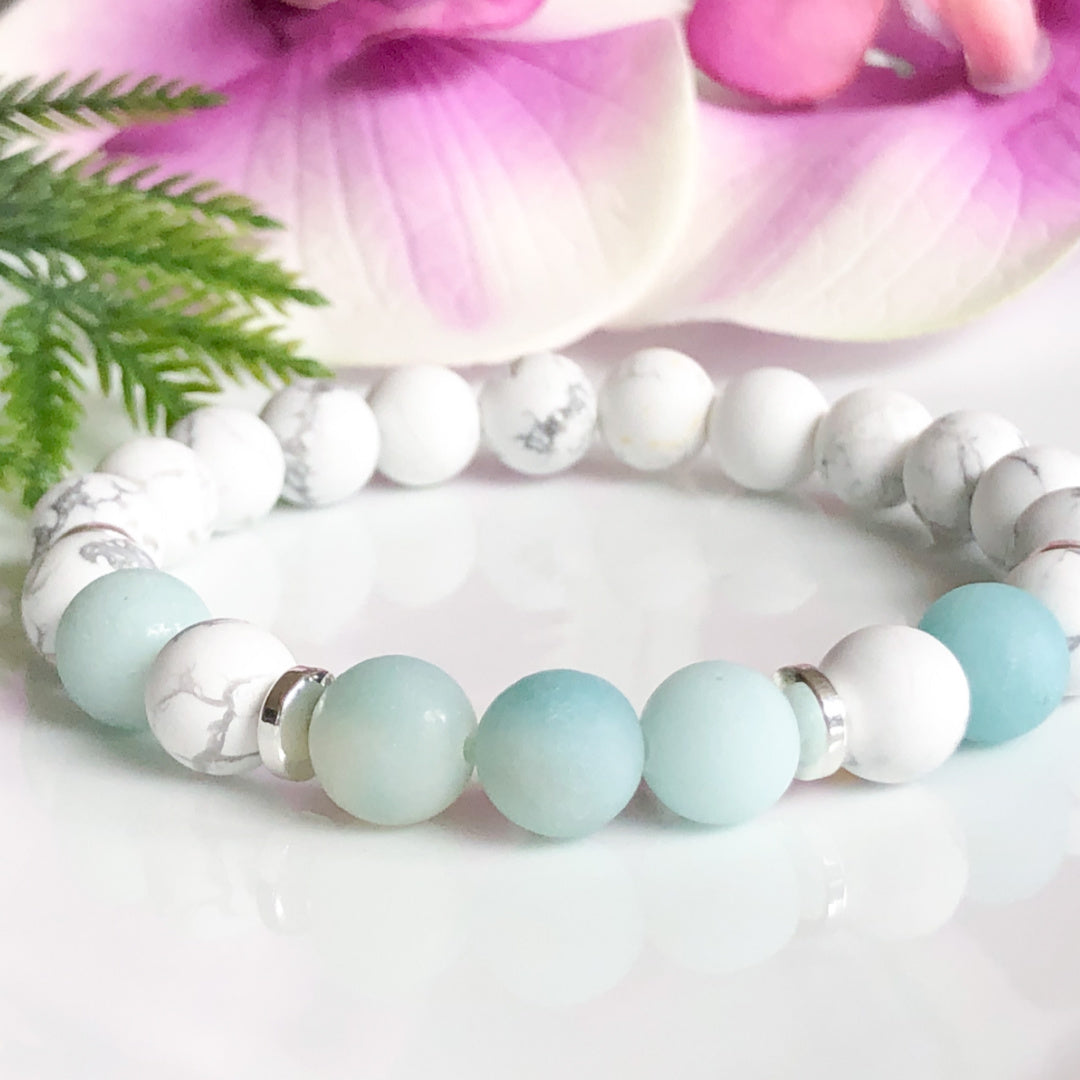 Anxiety Relief Amazonite & Howlite Gemstone Bracelet