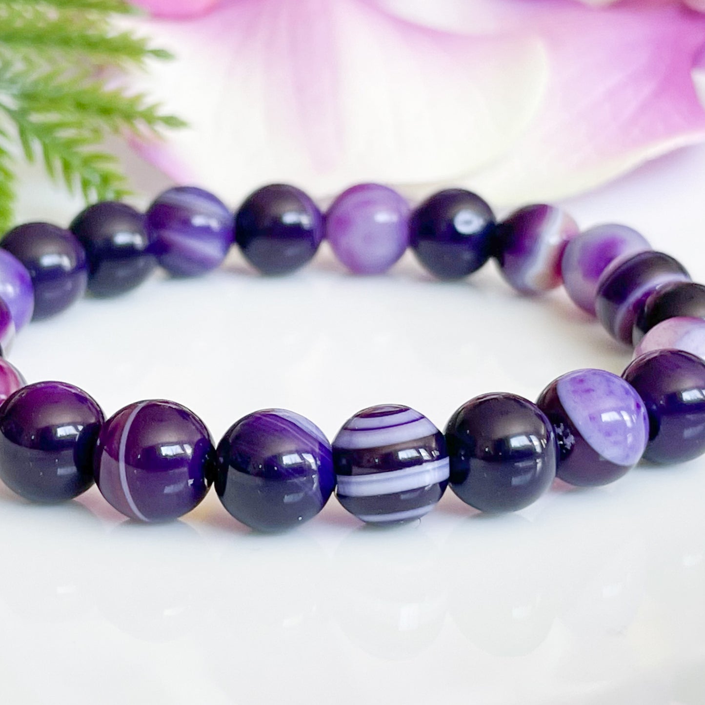 Third Eye Chakra Purple Agate Gemstone Bracelet