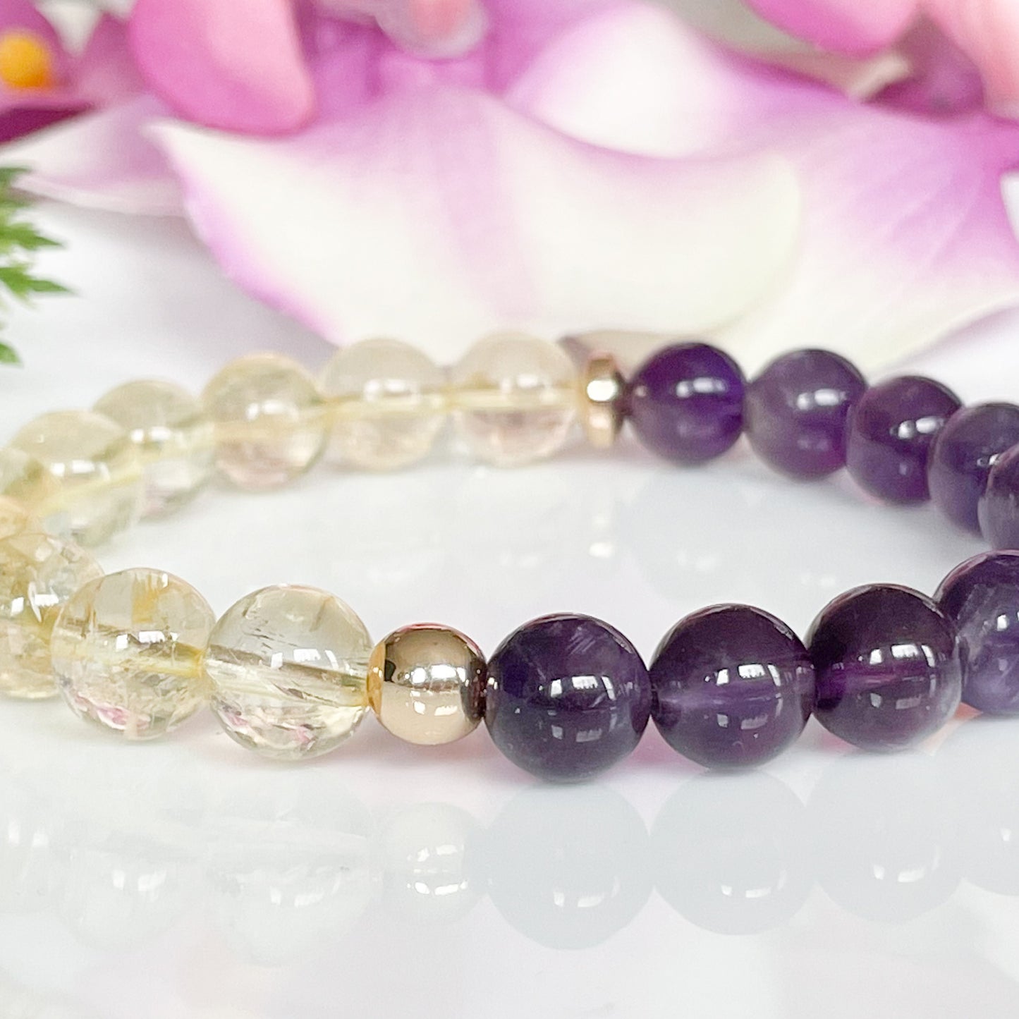 Citrine and Amethyst Healing Crystals Bracelet