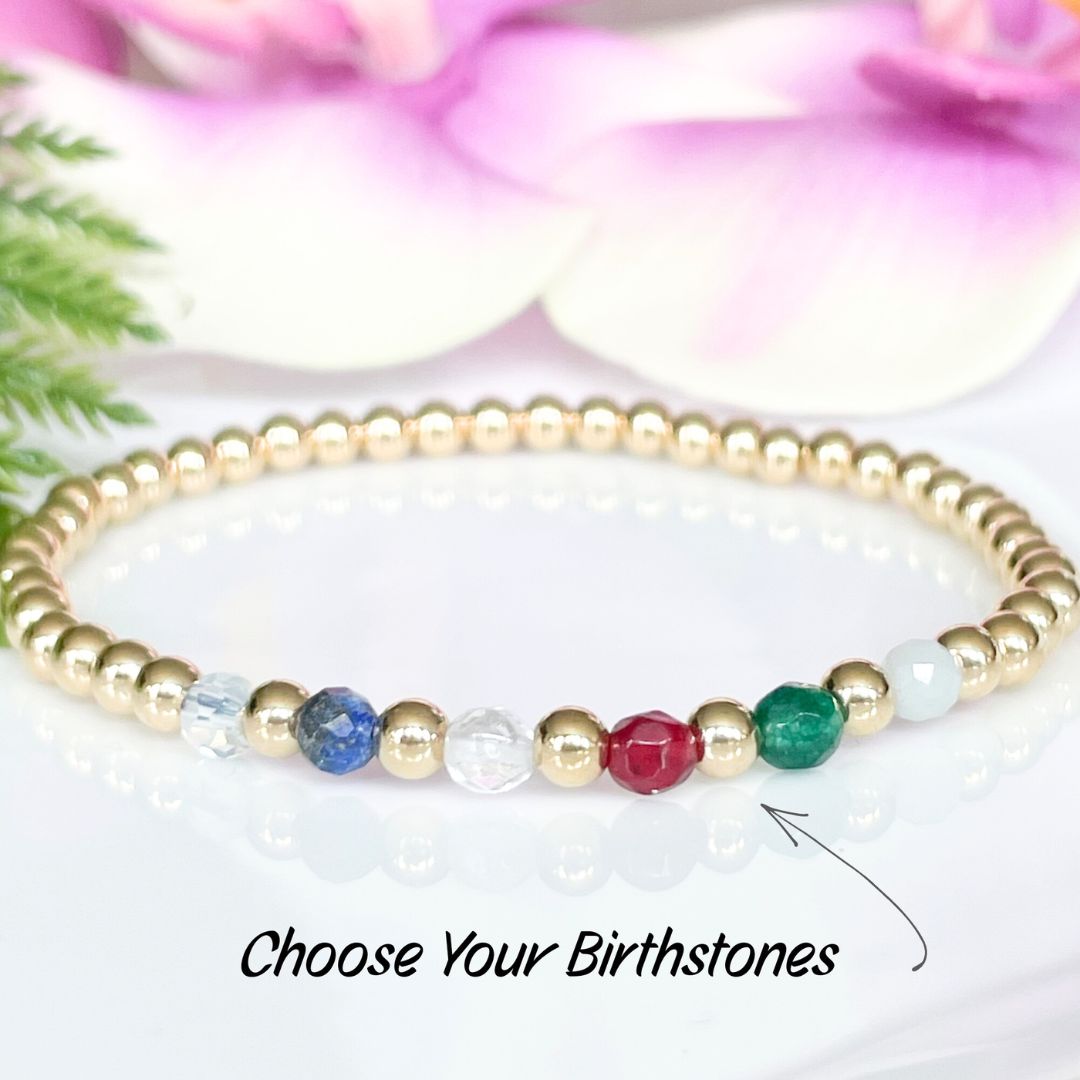 Dainty Custom Gold Birthstone Bracelet