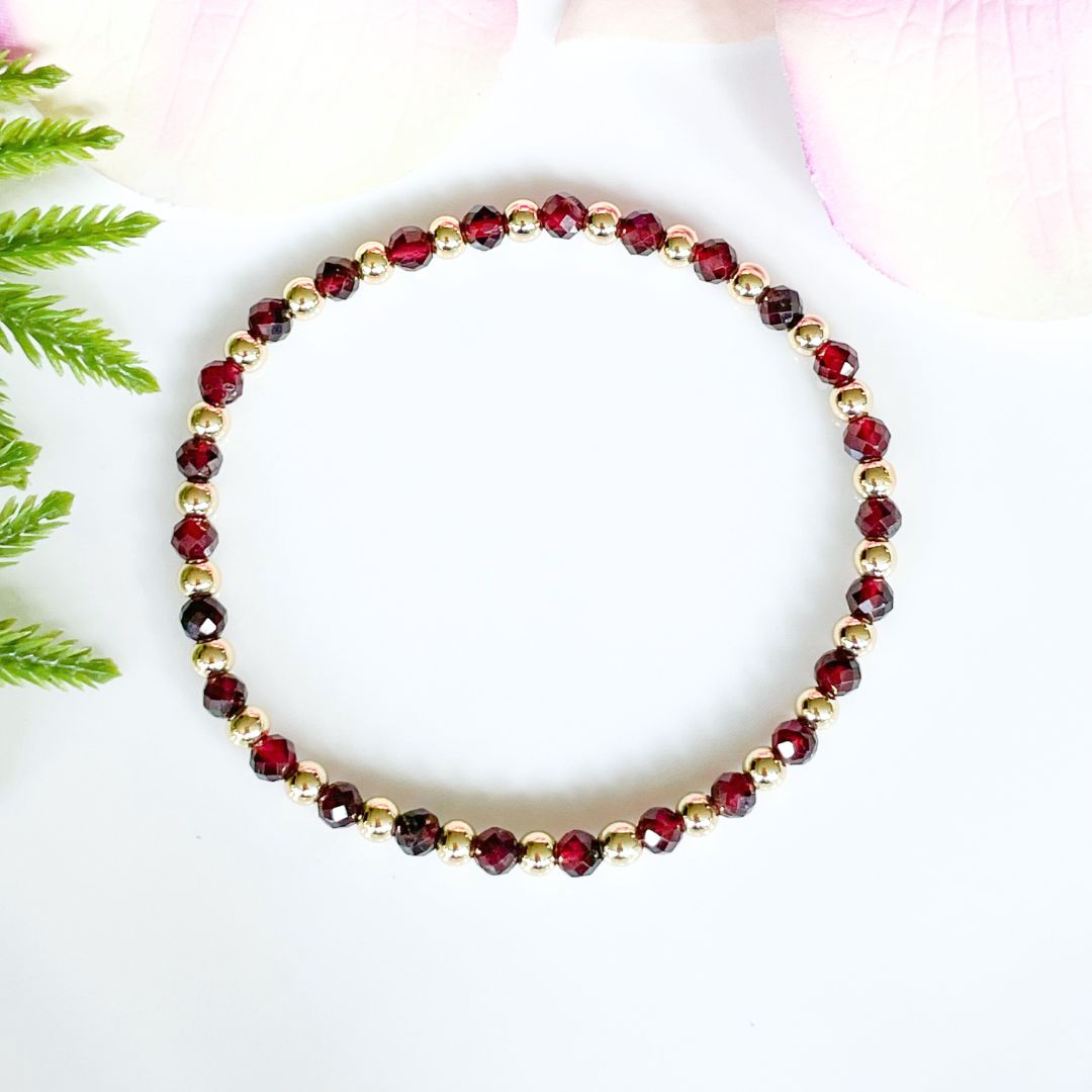 4mm faceted garnet birthstone bracelet