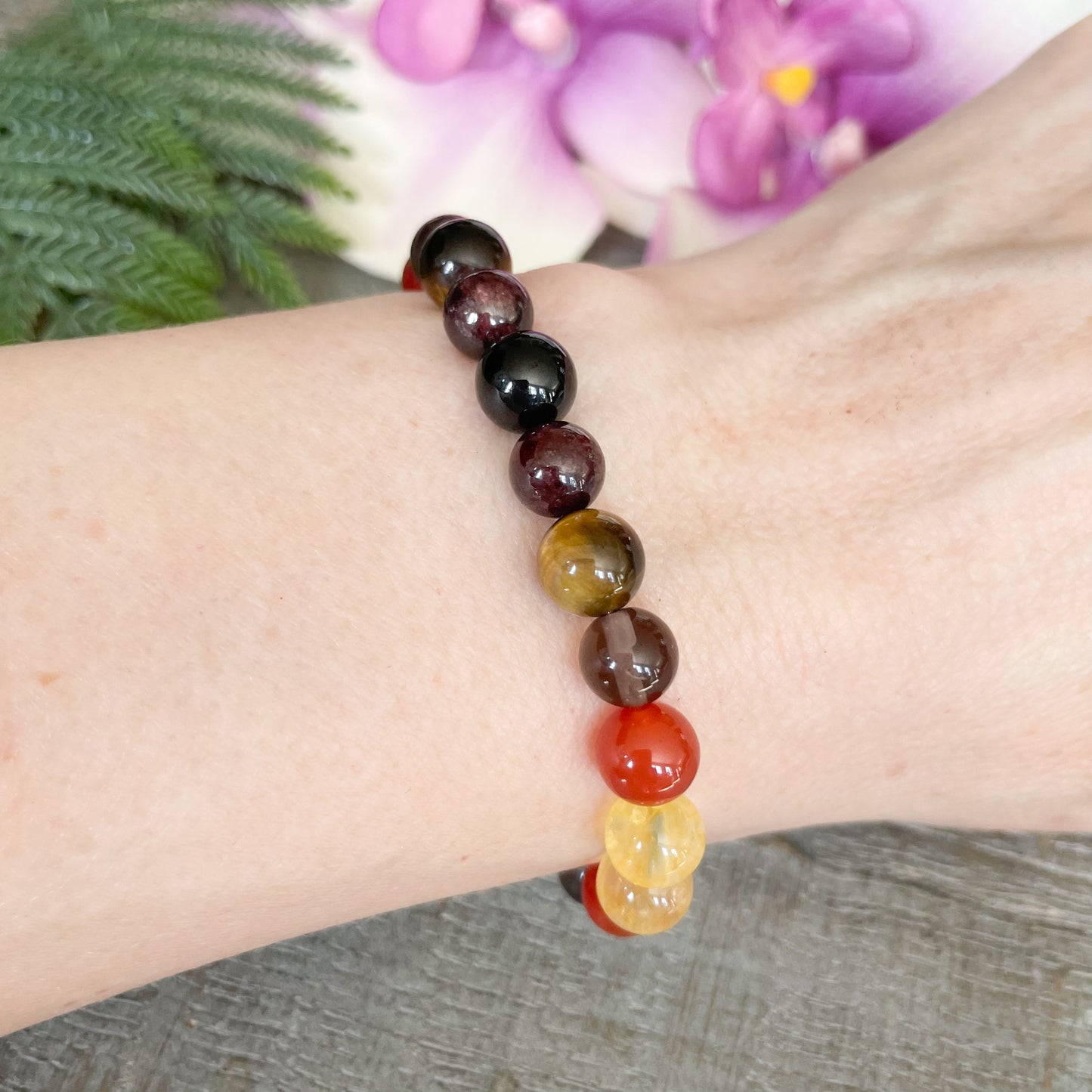 Fire Element bracelet on woman's wrist