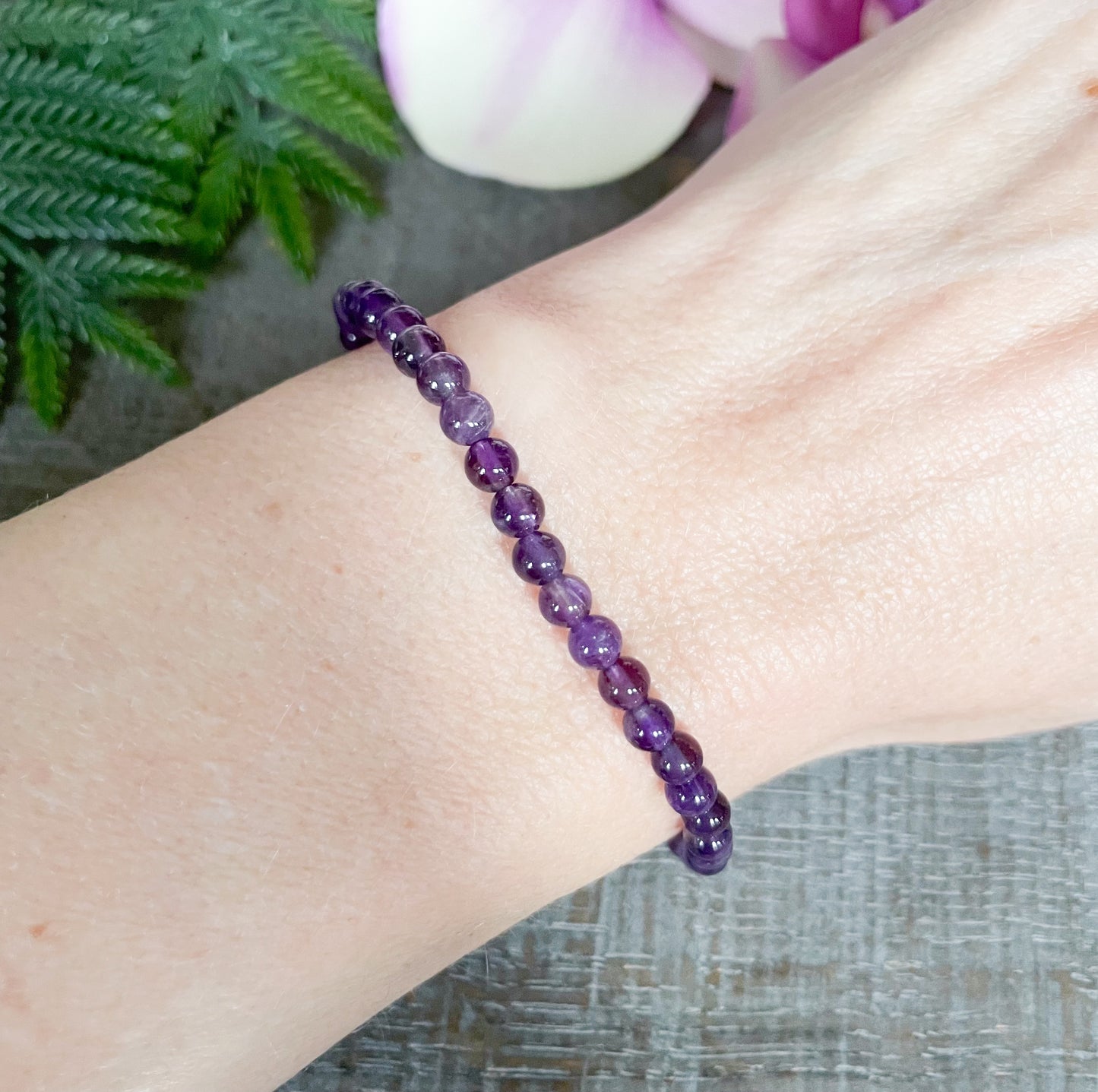 4mm Real Amethyst Gemstone Bracelet