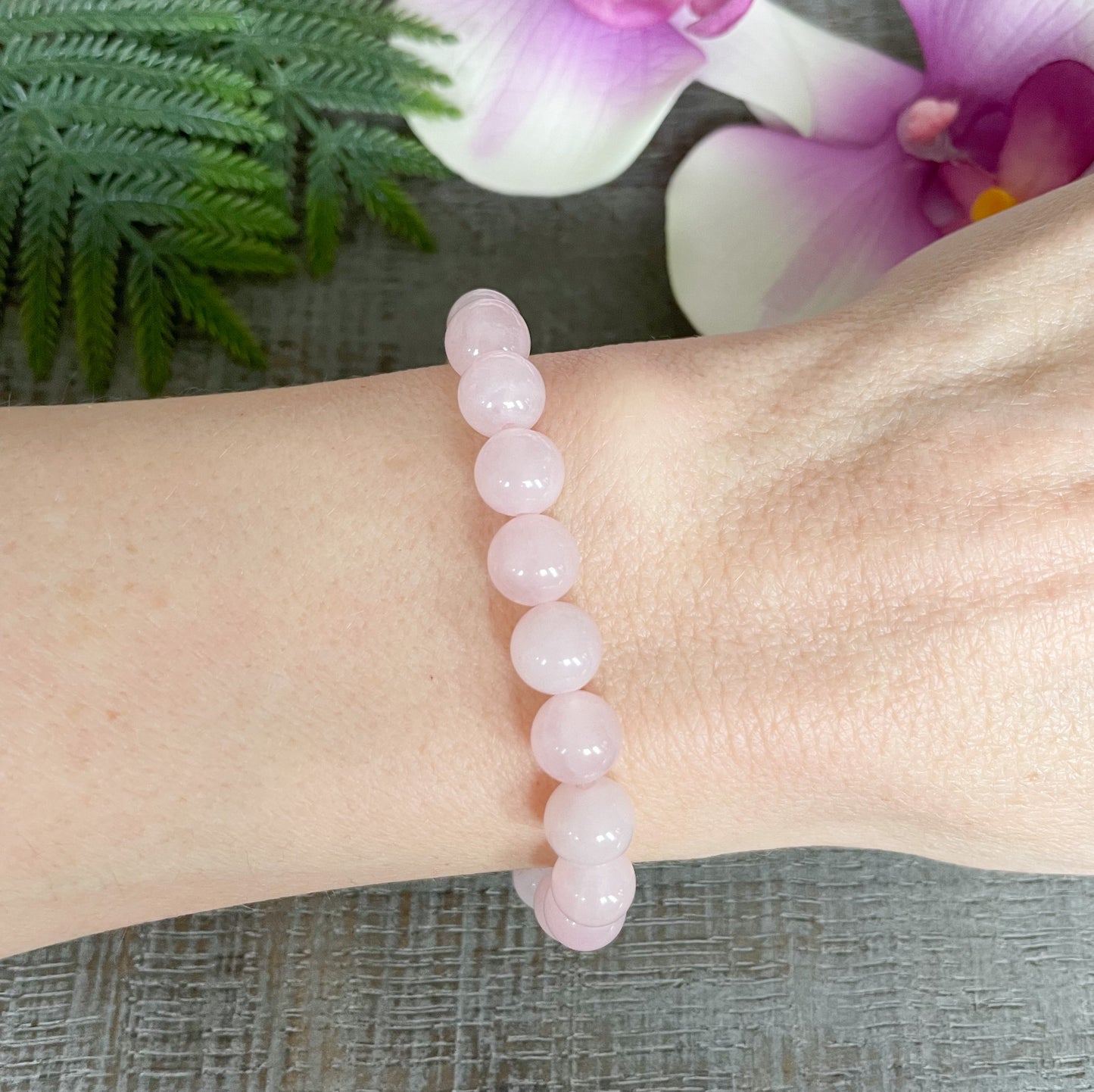 8mm Real Rose Quartz Crystal Bracelet