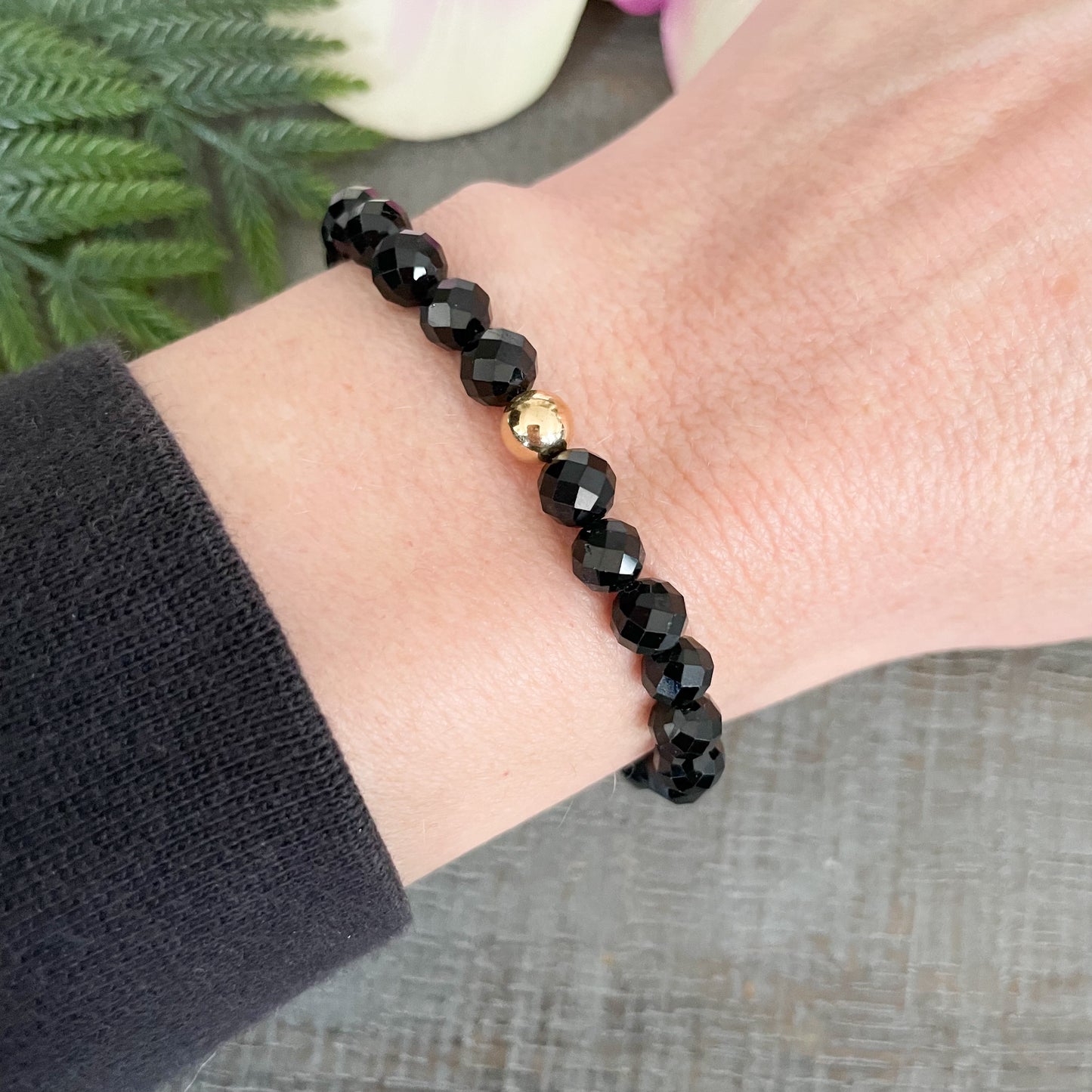 Small Black Tourmaline Bracelet for Women