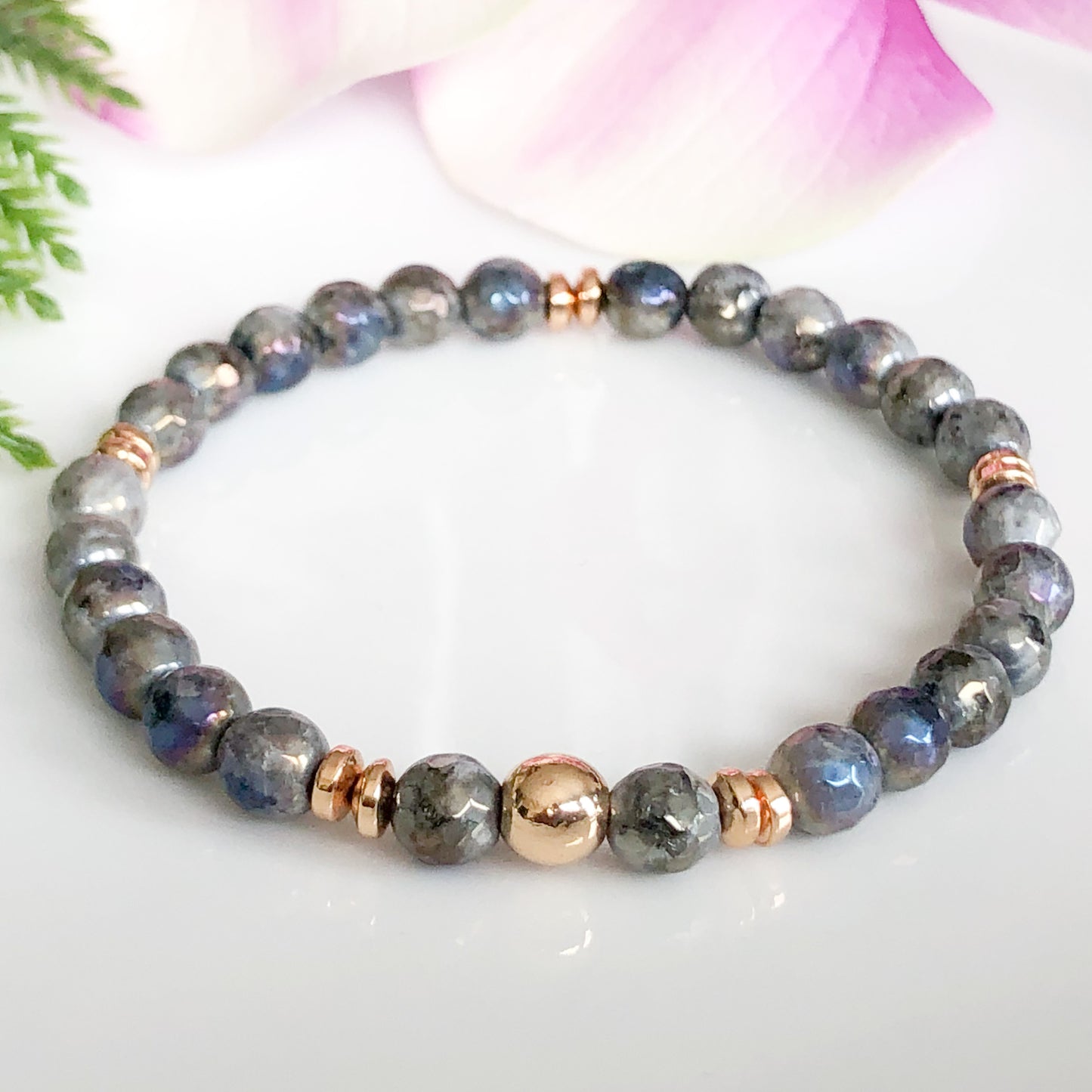 Women's Labradorite & Gold Filled Gemstone Bracelet