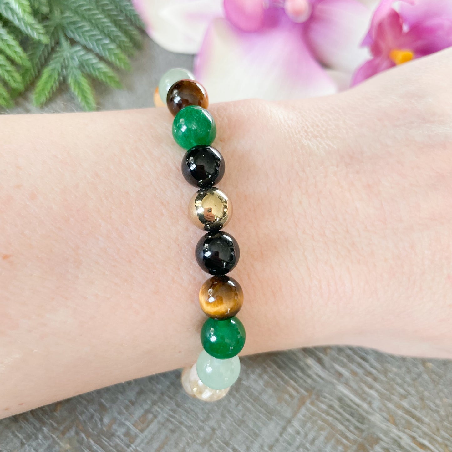 Taurus Gemstone bracelet on person's wrist