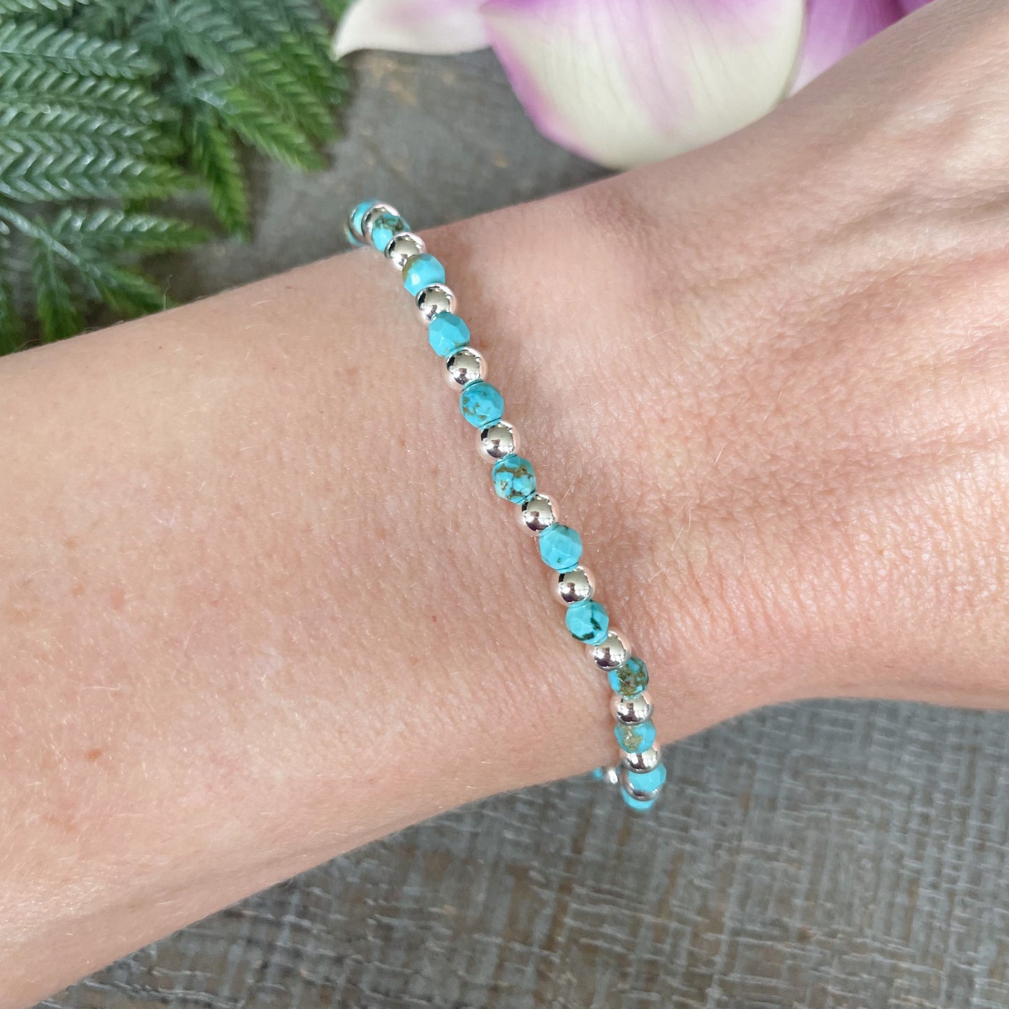 4mm Dainty Turquoise December Birthstone Bracelet