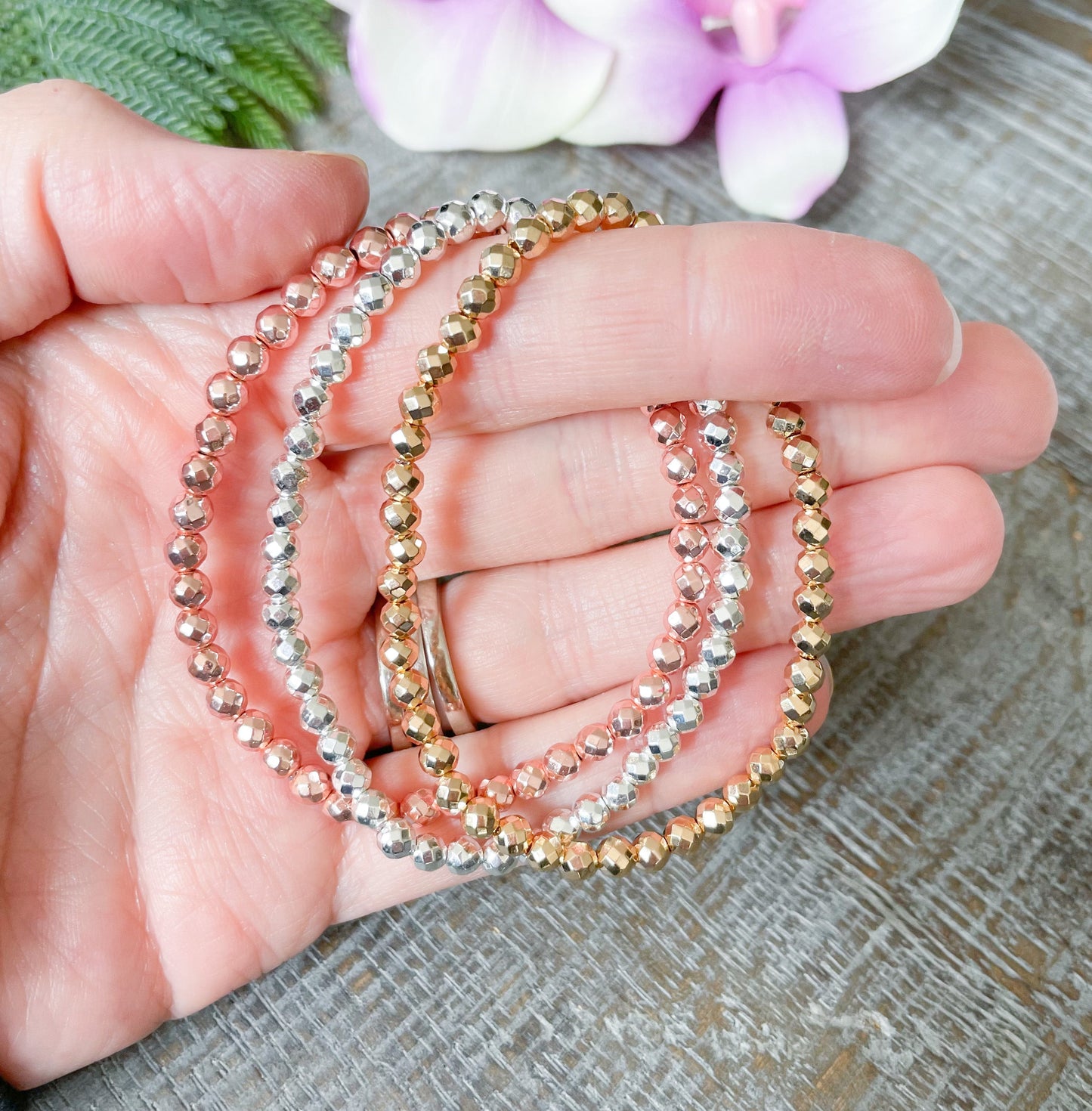 4mm Faceted Hematite Bracelets - Inventory Clearance