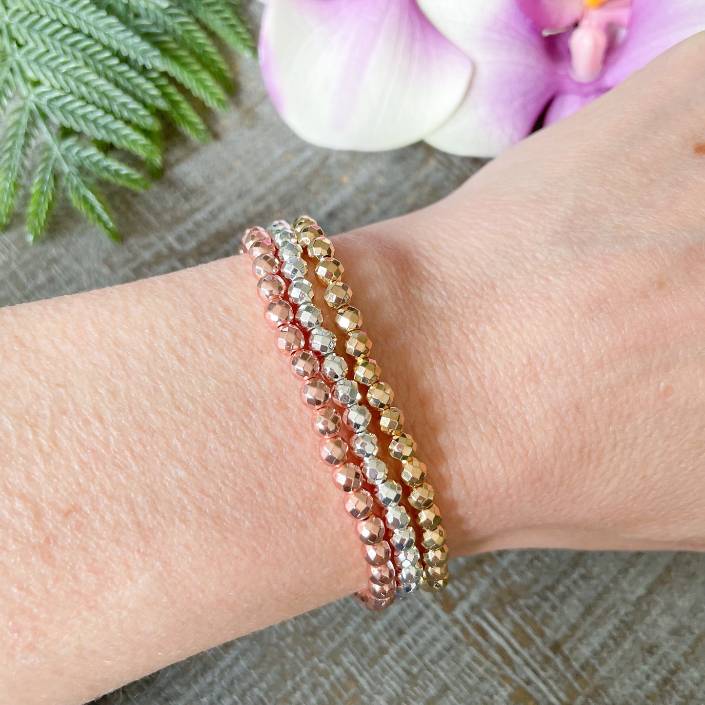 4mm Faceted Hematite Bracelets - Inventory Clearance