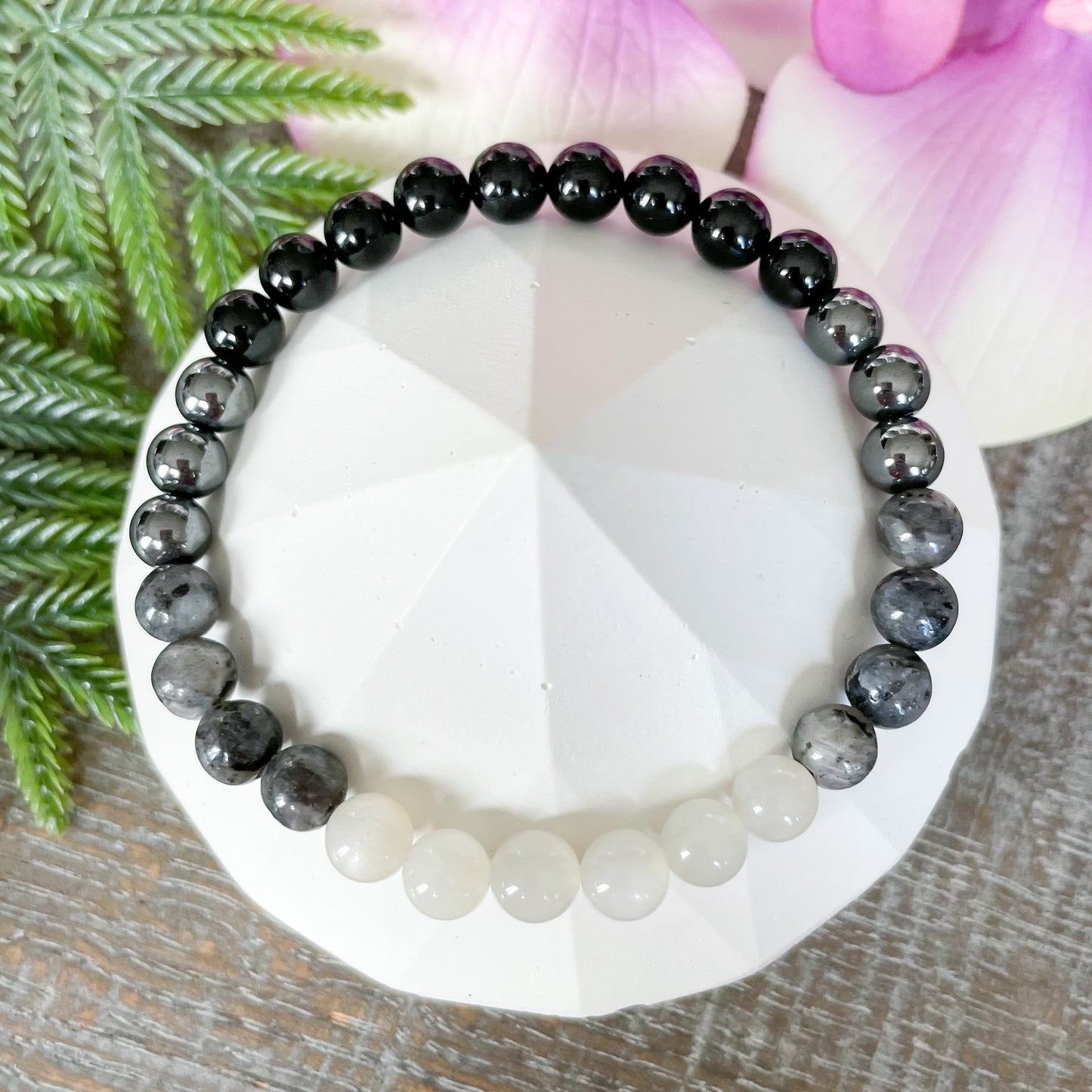 6mm Moon Phases Crystal Beaded Bracelet