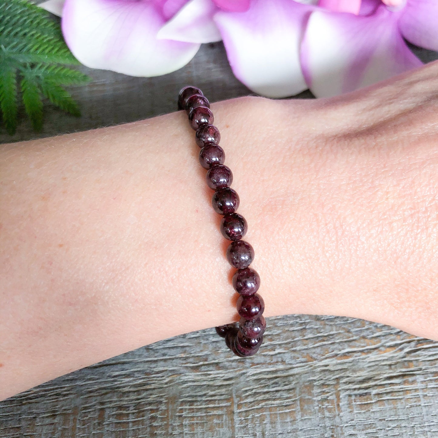 6mm Red Garnet Gemstone Bracelet