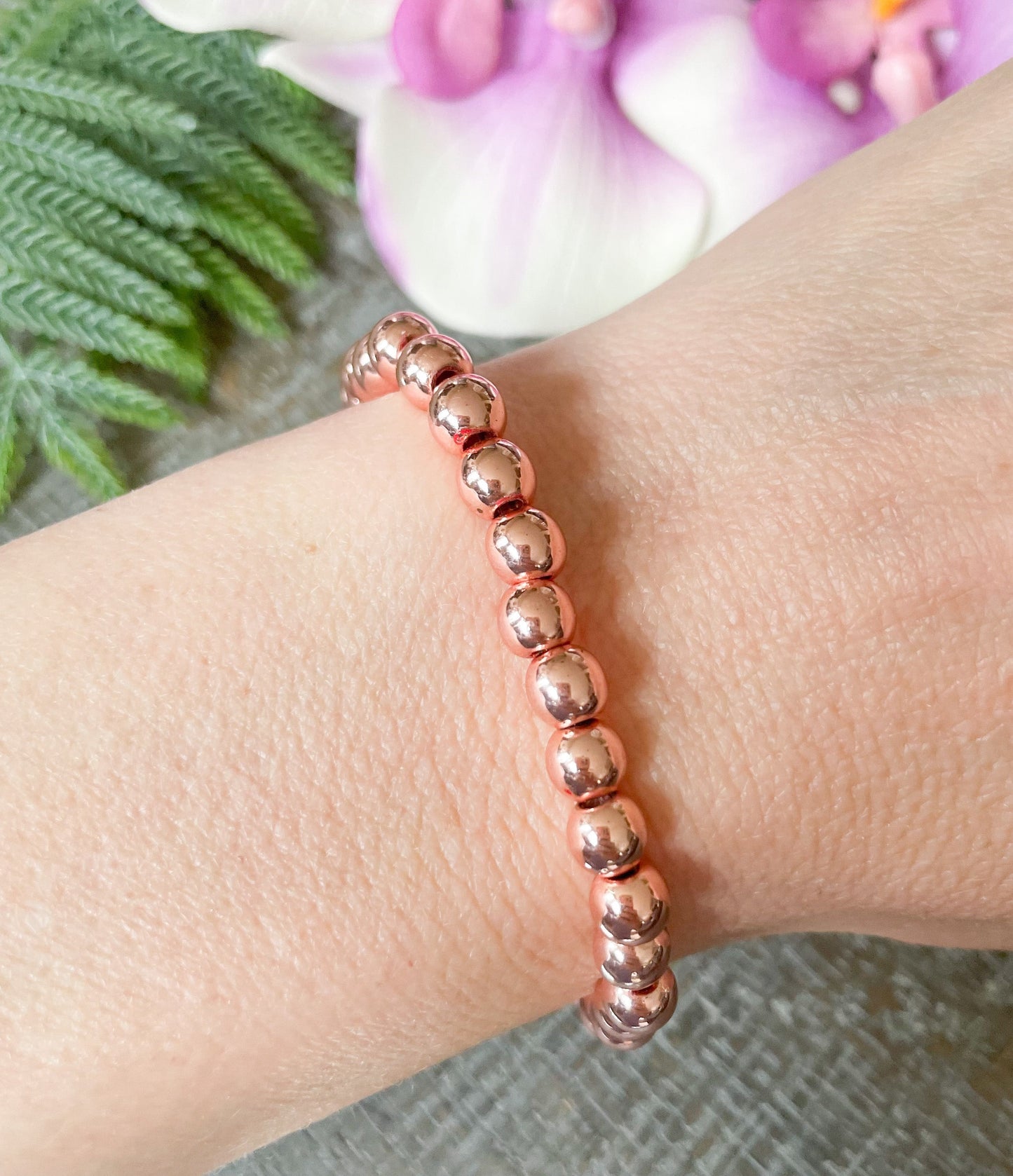 6mm Rose Gold Hematite Bracelet - Inventory Clearance