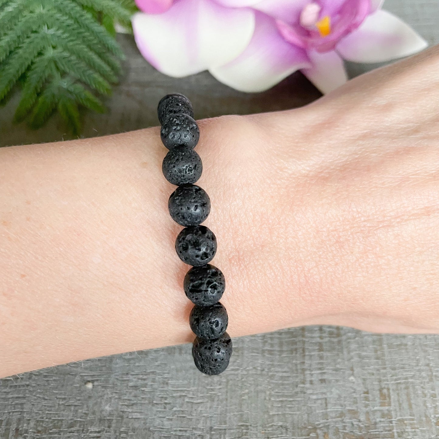 8mm Black Lava Rock Aromatherapy Bracelet for Men
