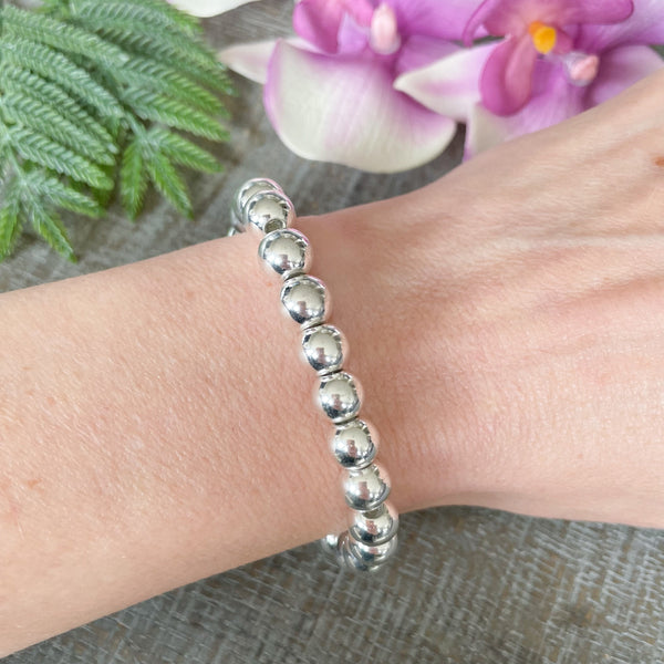 8mm Silver Hematite Bracelets - Inventory Clearance