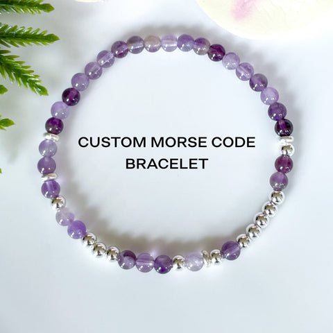 Amethyst Custom Morse Code Bracelet | Send a Secret Message Friendship Gift