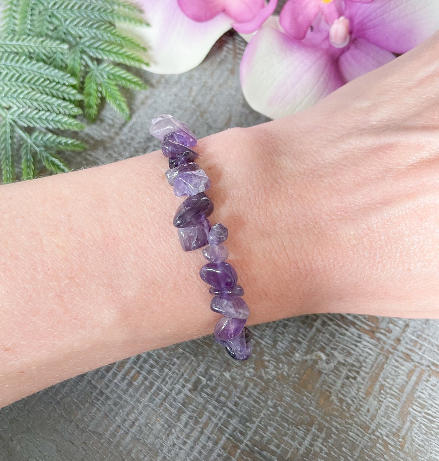 Amethyst Gemstone Chip Bracelet