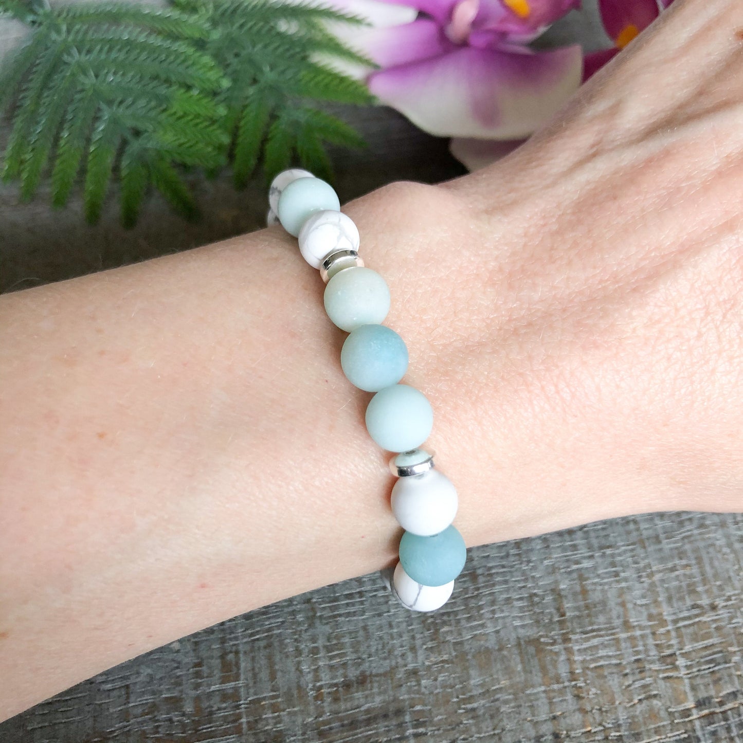 Anxiety Relief Amazonite & Howlite Gemstone Bracelet