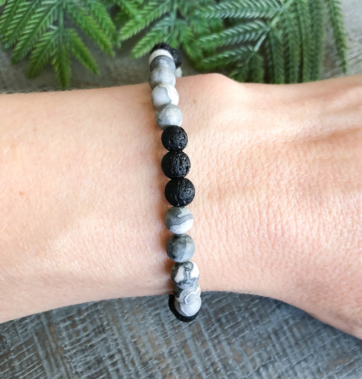 Lava Stone and Jasper Aromatherapy Bracelet