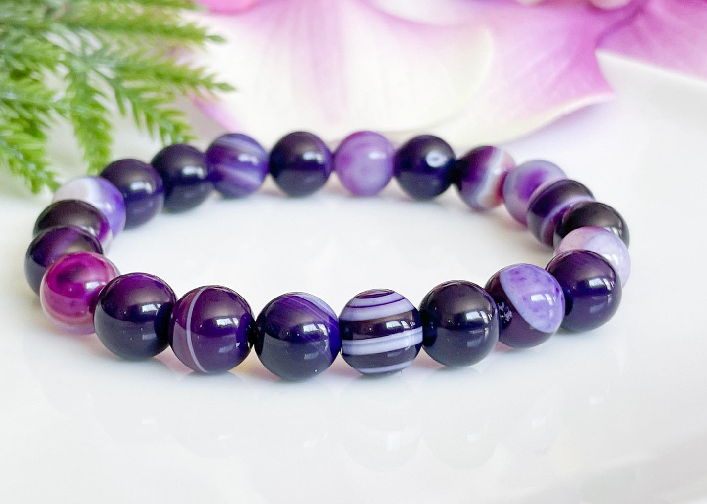 Third Eye Chakra Purple Agate Gemstone Bracelet
