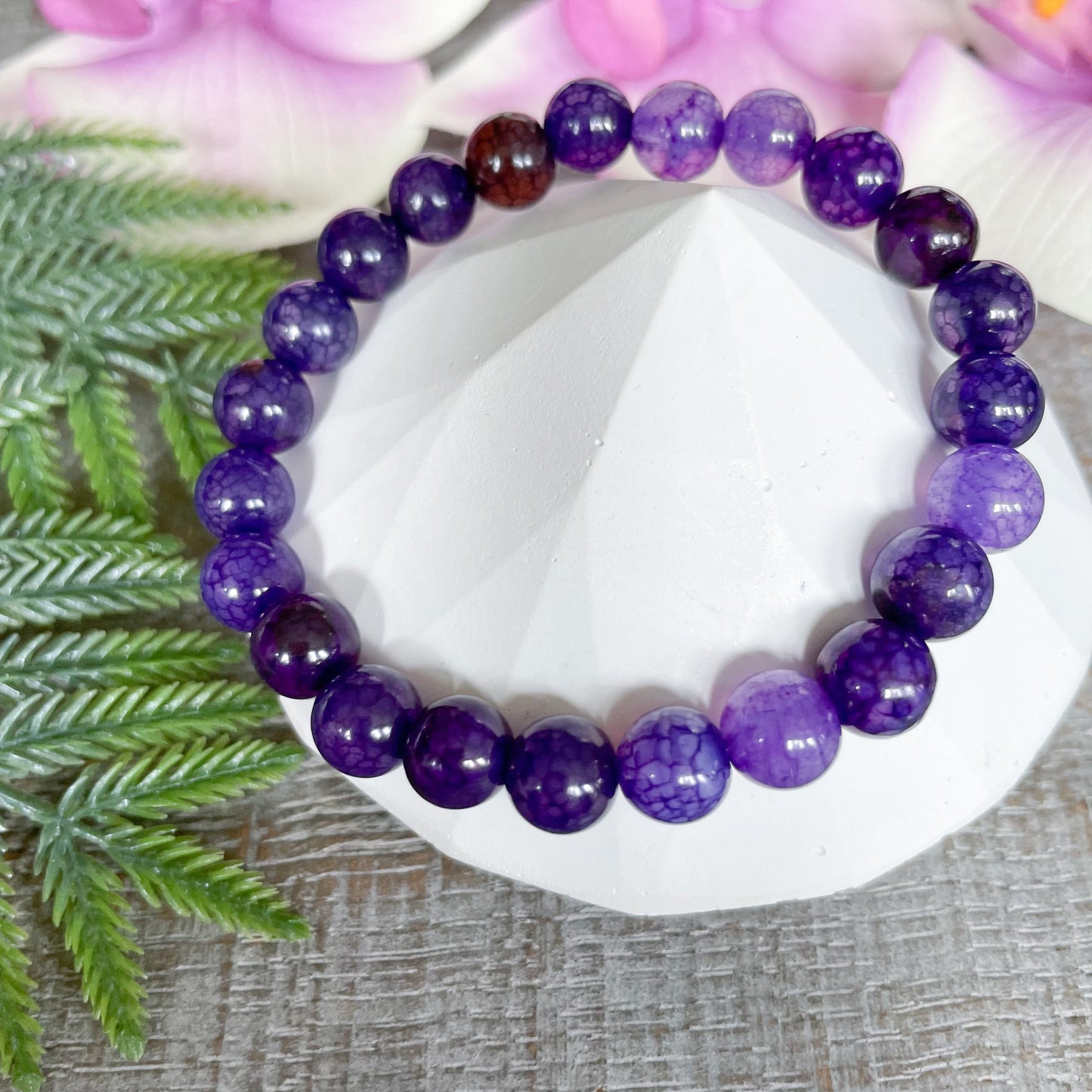Purple Dragons Vein Agate Beaded Bracelet