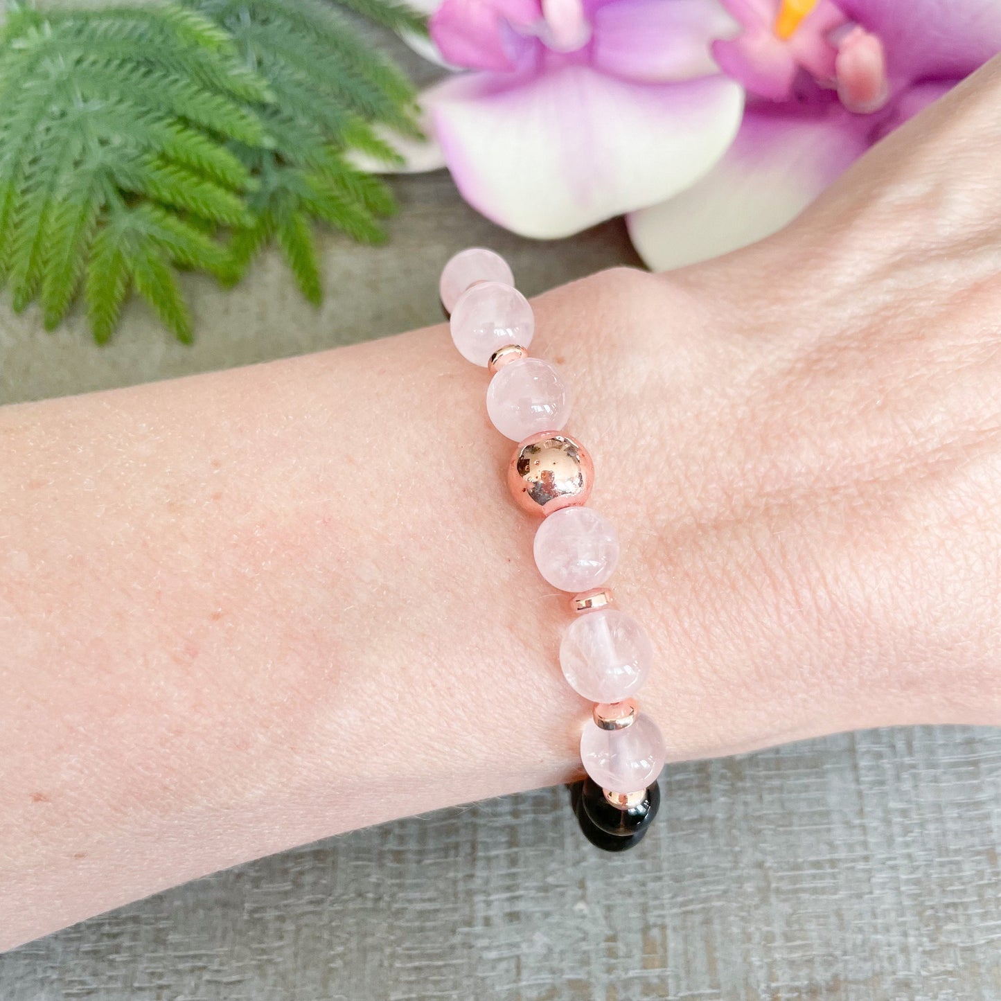 Rose Quartz and Smoky Quartz Gemstone Bracelet