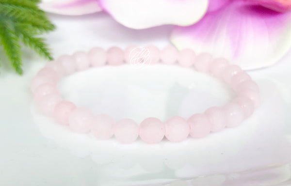 6mm frosted rose quartz bracelet