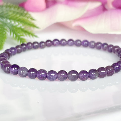 4mm Real Amethyst Gemstone Bracelet