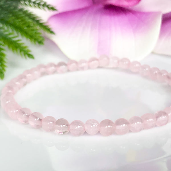 4mm Rose Quartz Bead Bracelet for Love and Relationships