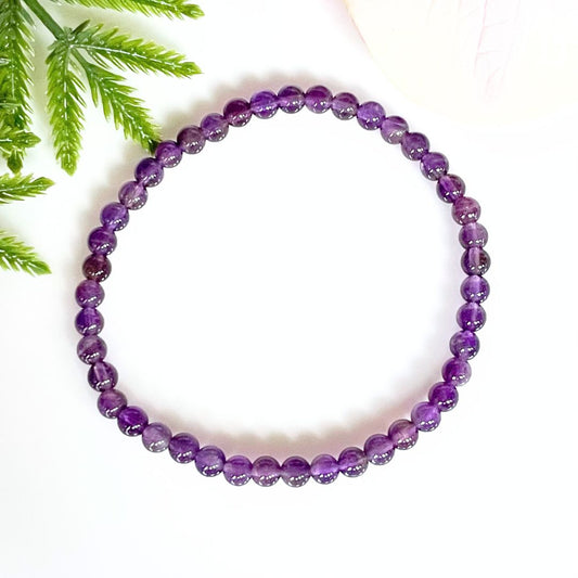 Tiny 4mm Amethyst beaded bracelet