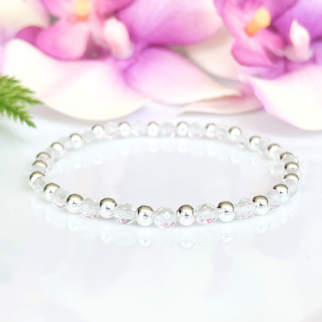 4mm Dainty Crystal April Birthstone Bracelet