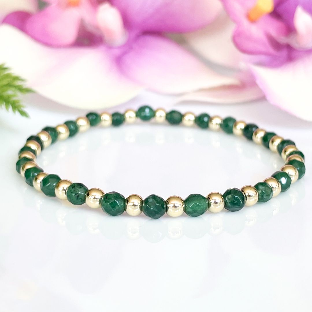 4mm Dainty Emerald May Birthstone Bracelet