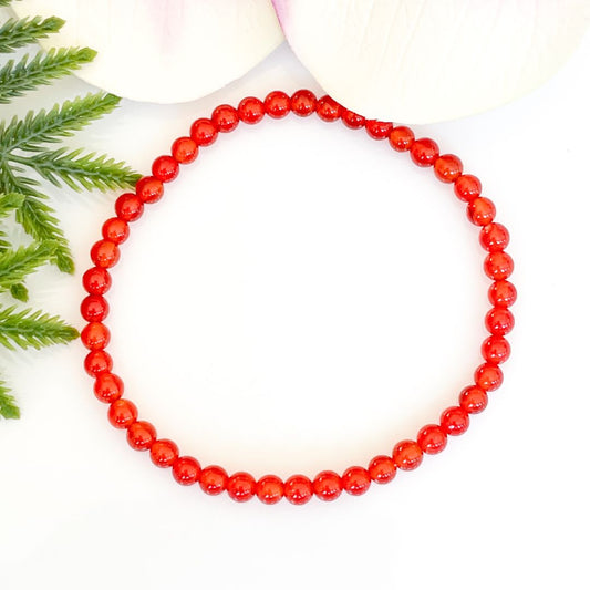 4mm carnelian beaded bracelet