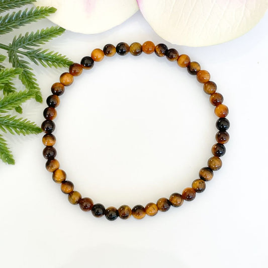 4mm real tigers eye beaded bracelet