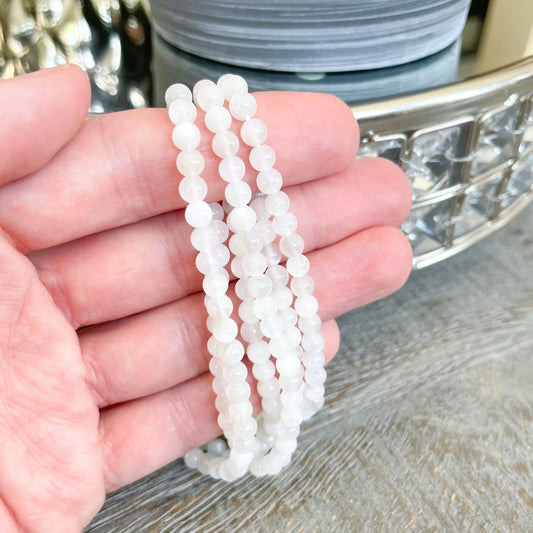 4mm Real White Moonstone Gemstone Bracelet