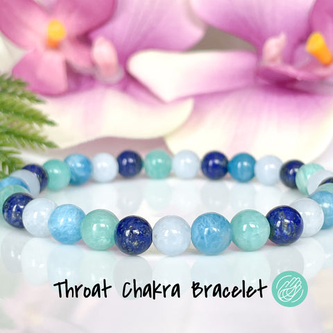 Throat Chakra Healing Crystals Bracelet 6mm Gemstones