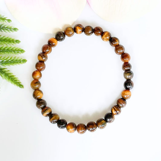 6mm real tigers eye gemstone bracelet