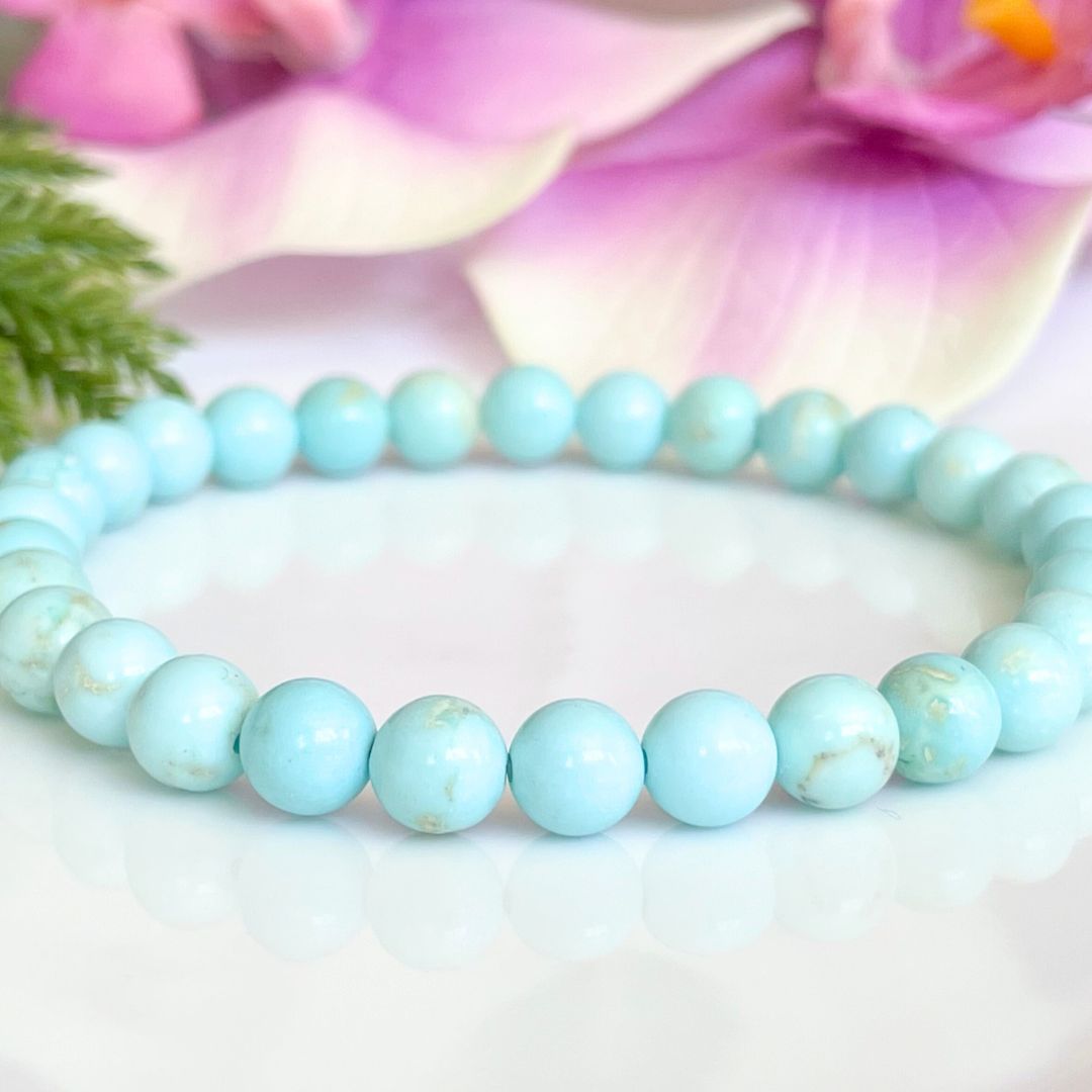 6mm Light Turquoise Beaded Bracelet