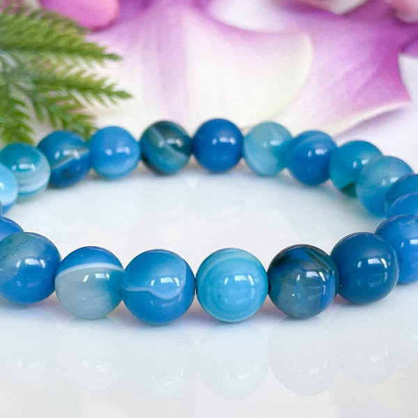 Blue Agate Healing Crystals Gemstone Bracelet