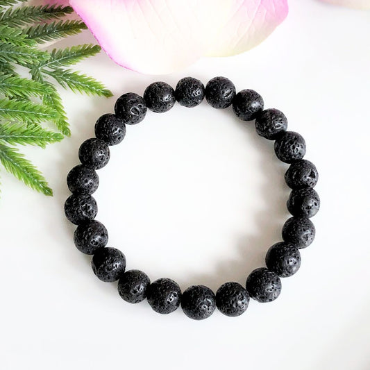 8mm black lava beaded bracelet
