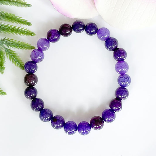 8mm Purple Dragons Vein Agate Bracelet