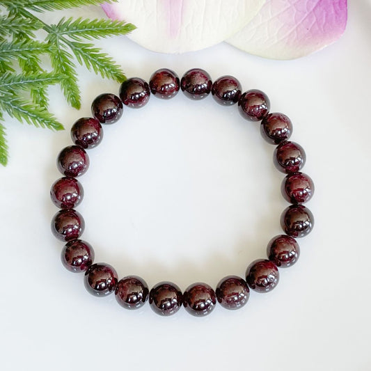 8mm Red Garnet Gemstone Bracelet