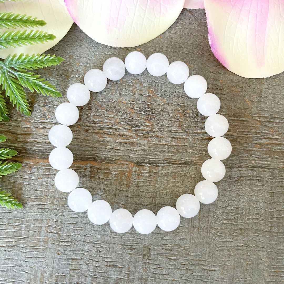 8mm White Jade beaded bracelet