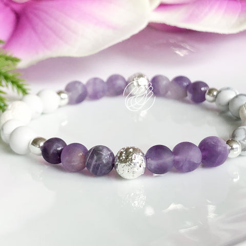 Amethyst and Howlite Aromatherapy Diffuser Bracelet