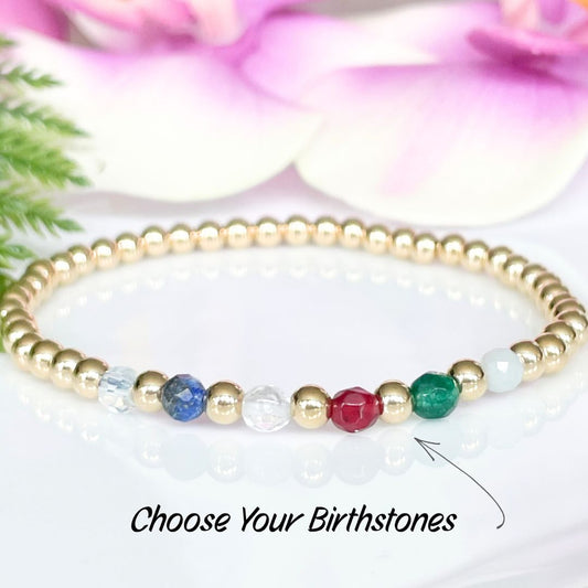 Dainty Custom Gold Birthstone Bracelet