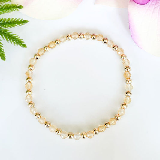 4mm faceted citrine November birthstone bracelet