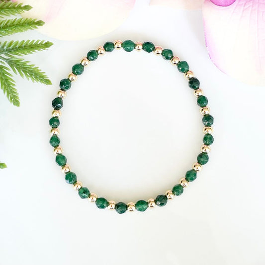 4mm faceted emerald May birthstone bracelet