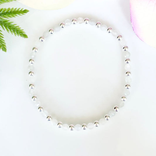 4mm faceted moonstone June birthstone bracelet